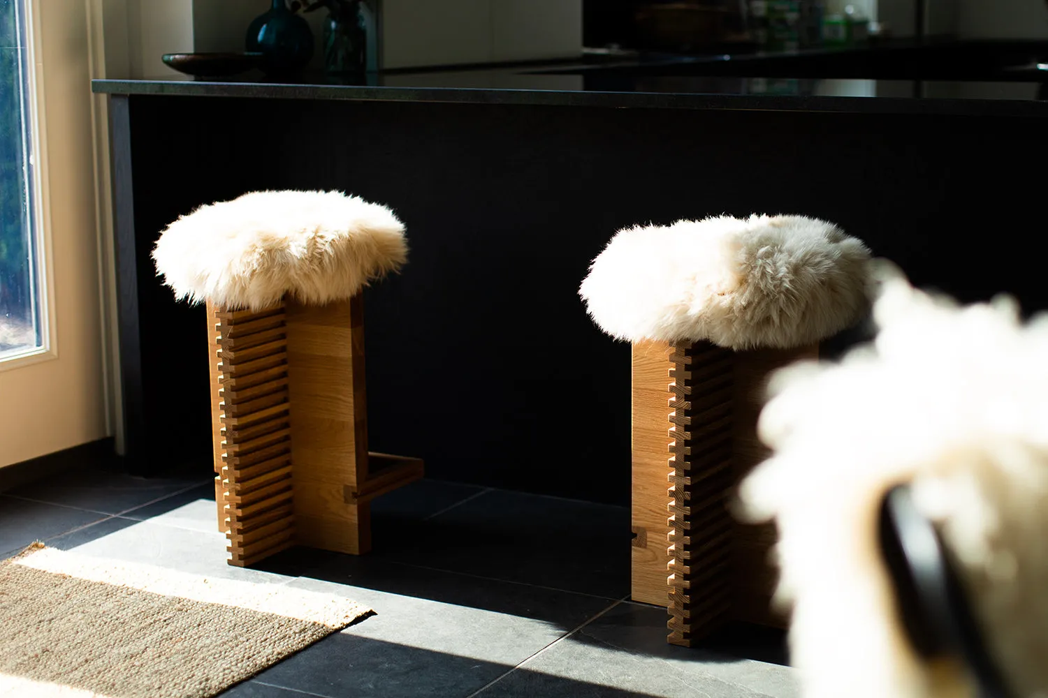 Modern Cicely Counter Stool with Sheepskin Seat - 6123