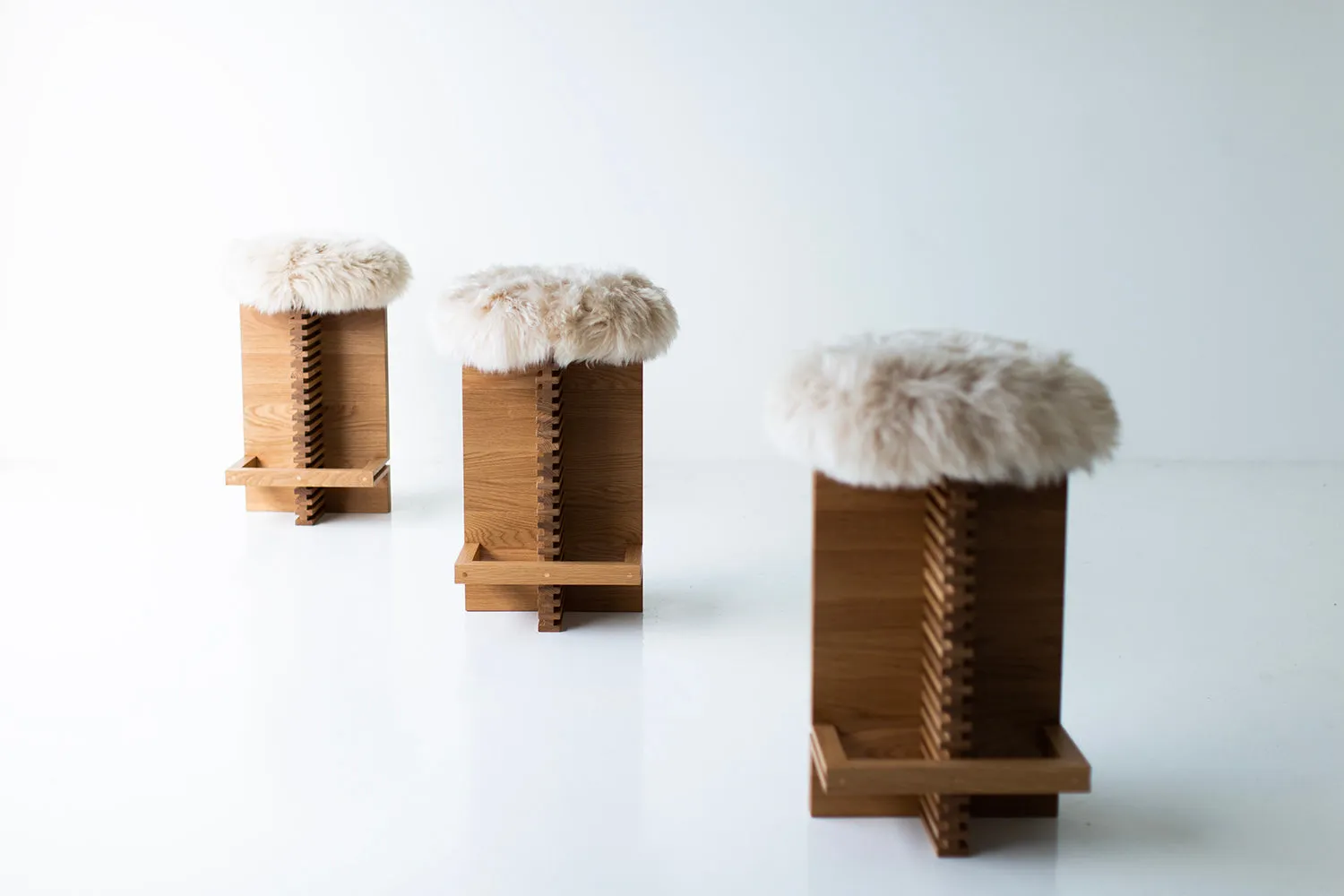 Modern Cicely Counter Stool with Sheepskin Seat - 6123