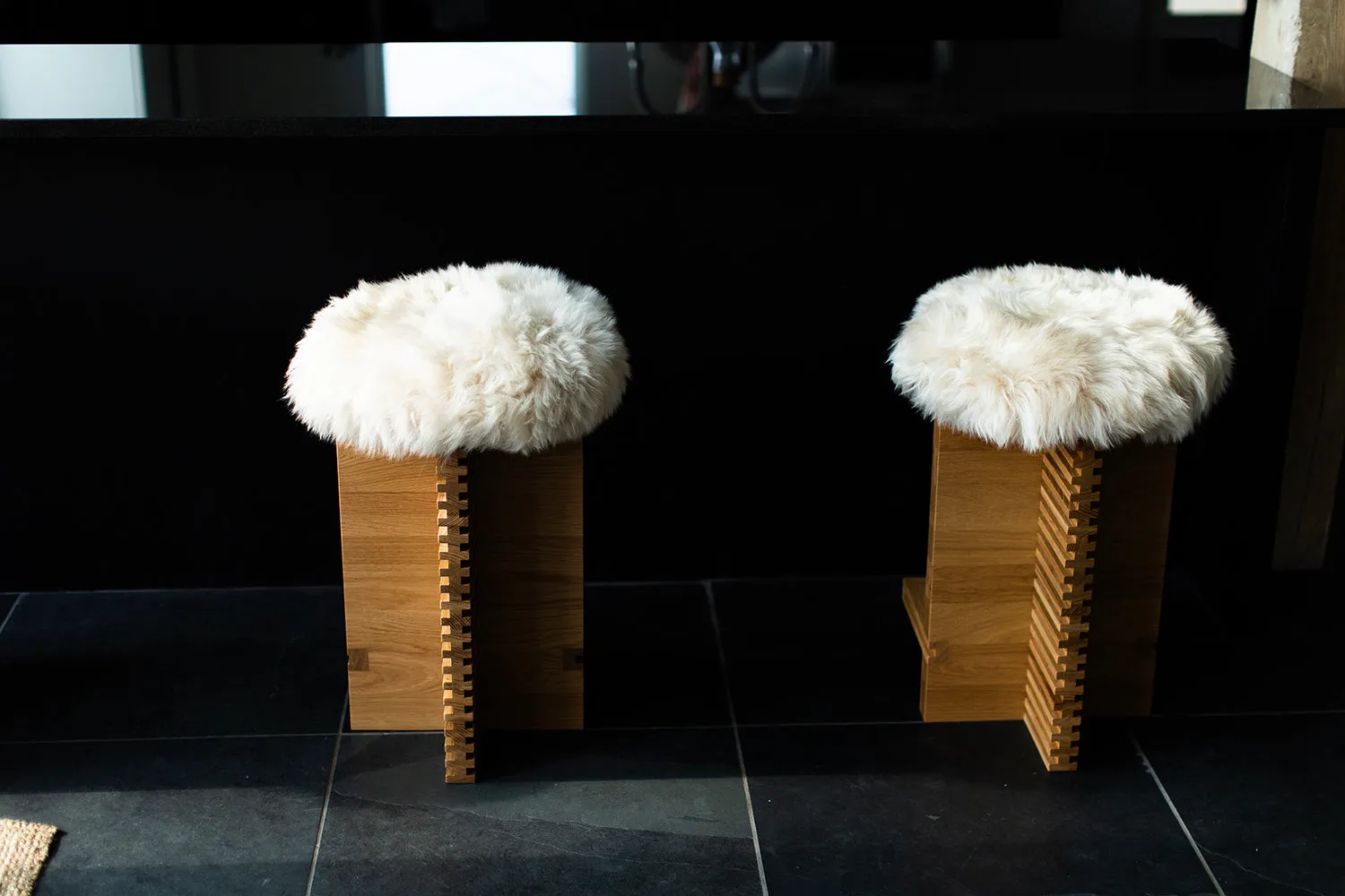 Modern Cicely Counter Stool with Sheepskin Seat - 6123