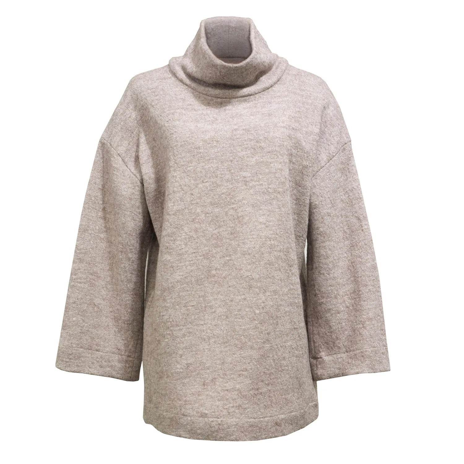 MUSHROOM JUMPER [ Beige Wool Blend, Turtleneck ]