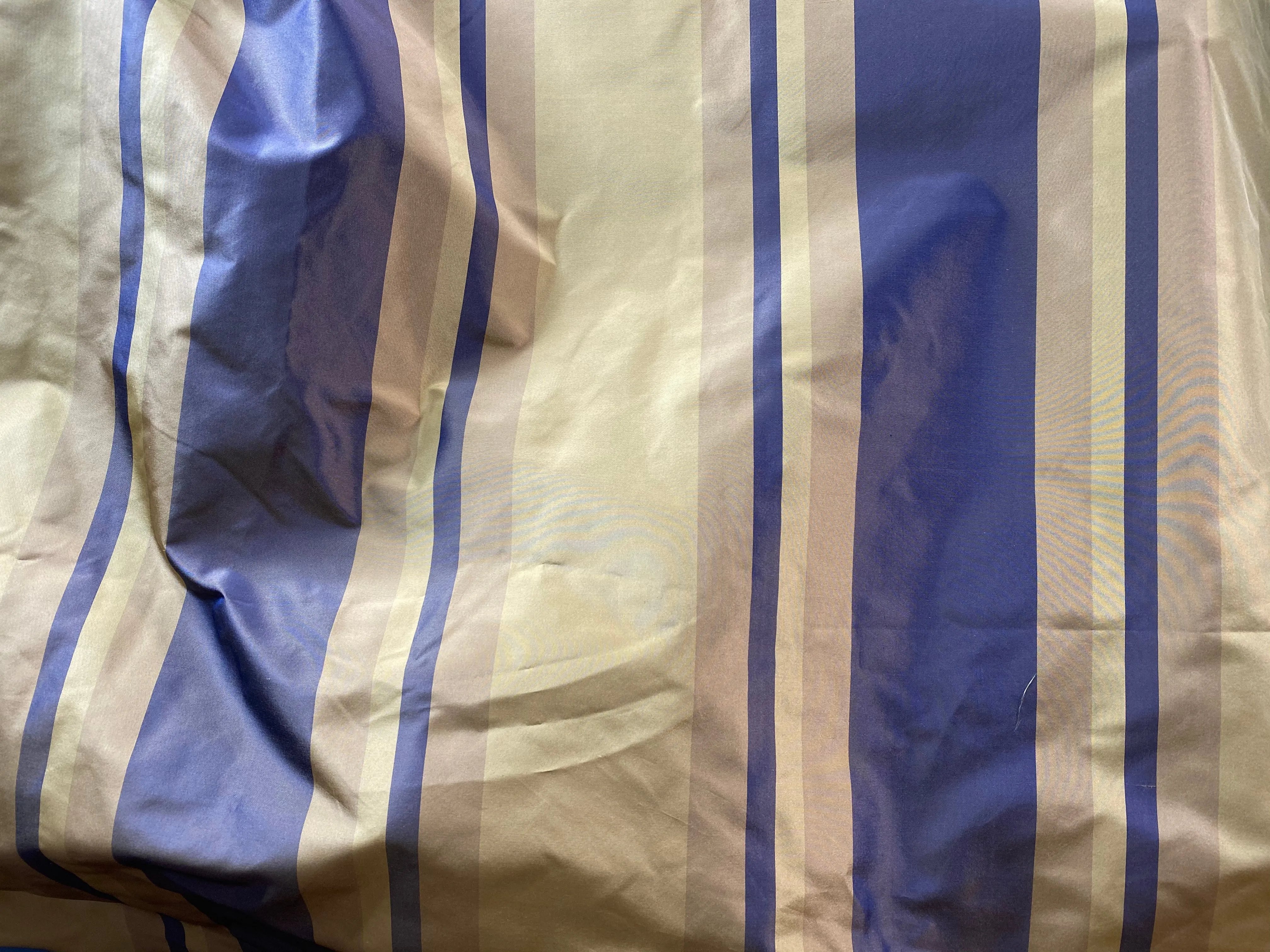 NEW Anabella's 100% Silk Taffeta Fabric with Periwinkle and Ecru Stripes