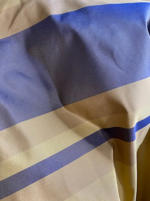 NEW Anabella's 100% Silk Taffeta Fabric with Periwinkle and Ecru Stripes