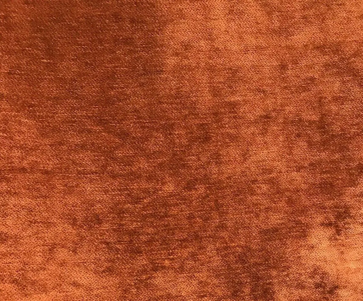 NEW Designer Burnt Orange Chenille Velvet Upholstery Fabric- BTY