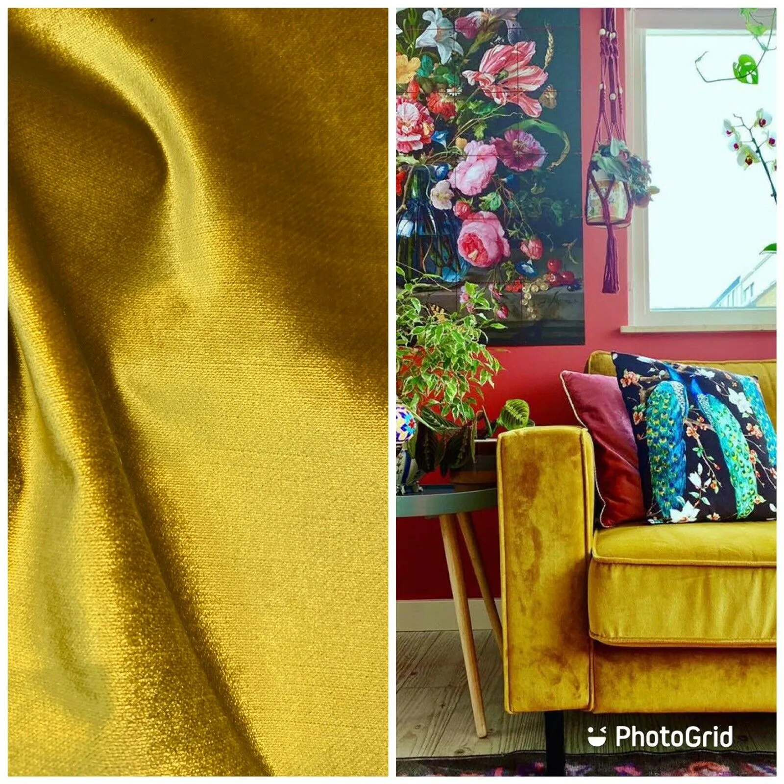 NEW Designer Made In Belgium Upholstery Velvet Fabric- Mustard Yellow