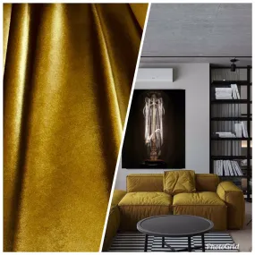 NEW Designer Velvet Upholstery And Drapery Fabric- Chartreuse Yellow Ochre