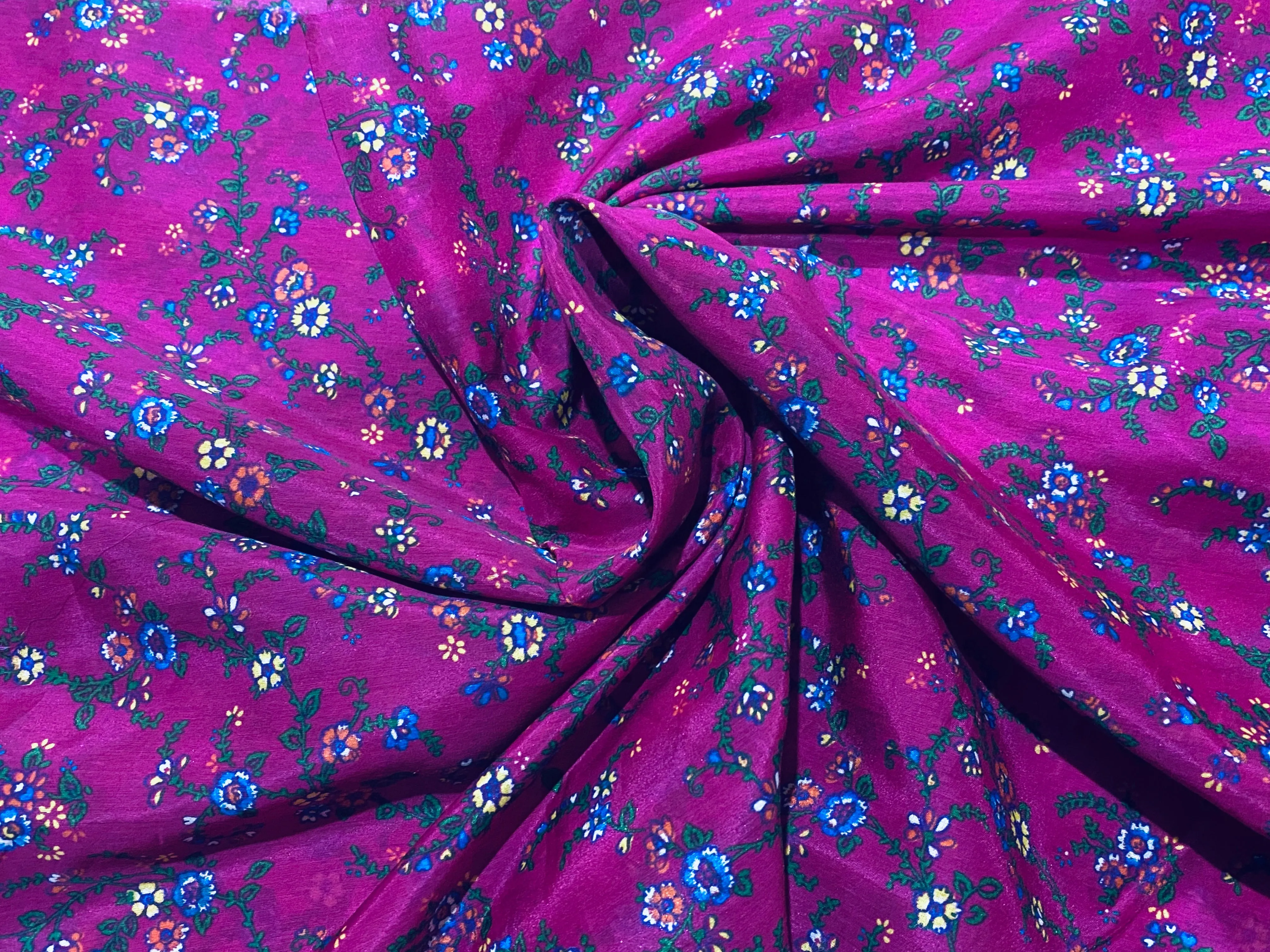 NEW Lady Astra Silk Cotton Blouse Floral Fabric - Magenta