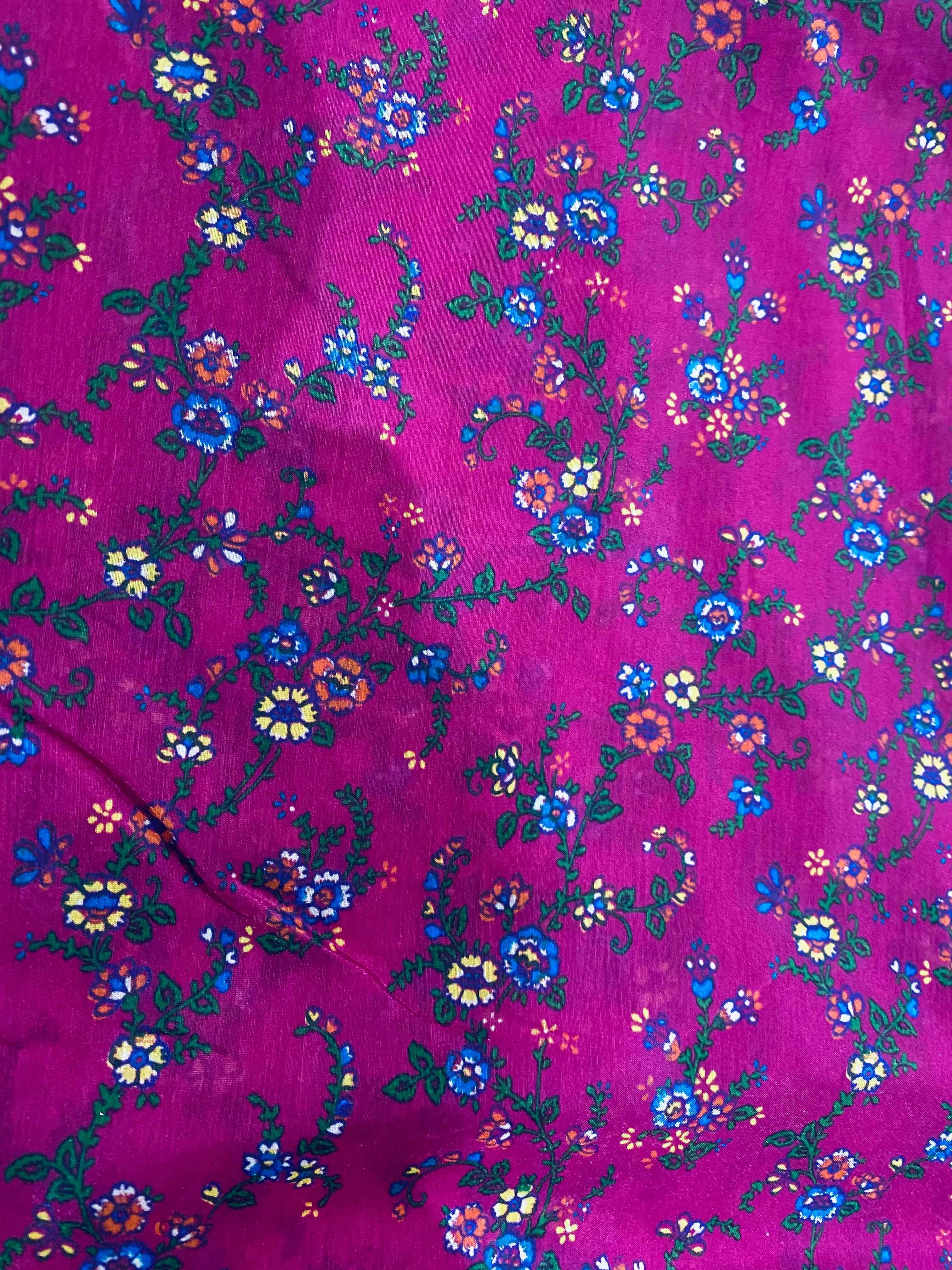 NEW Lady Astra Silk Cotton Blouse Floral Fabric - Magenta