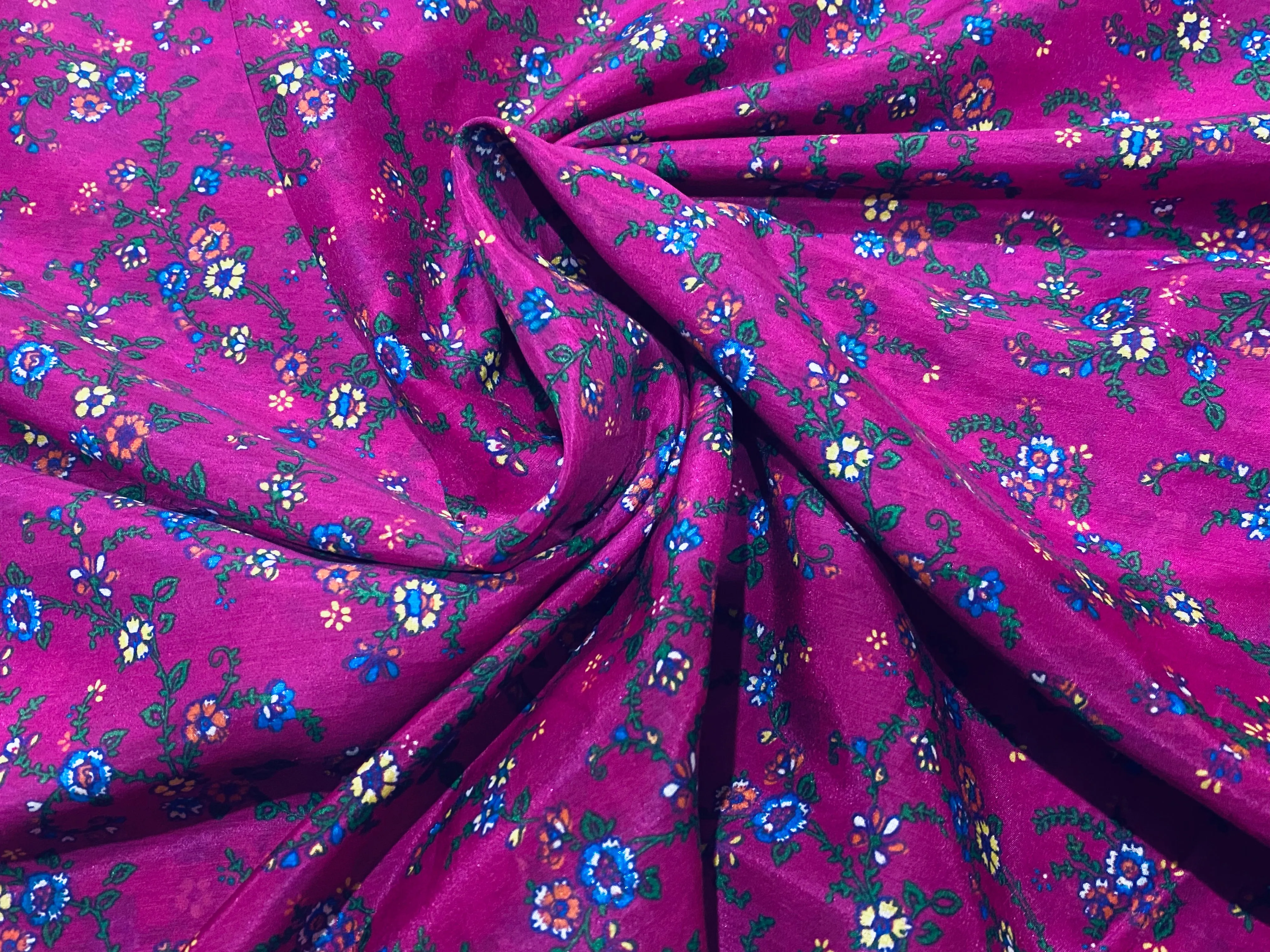 NEW Lady Astra Silk Cotton Blouse Floral Fabric - Magenta