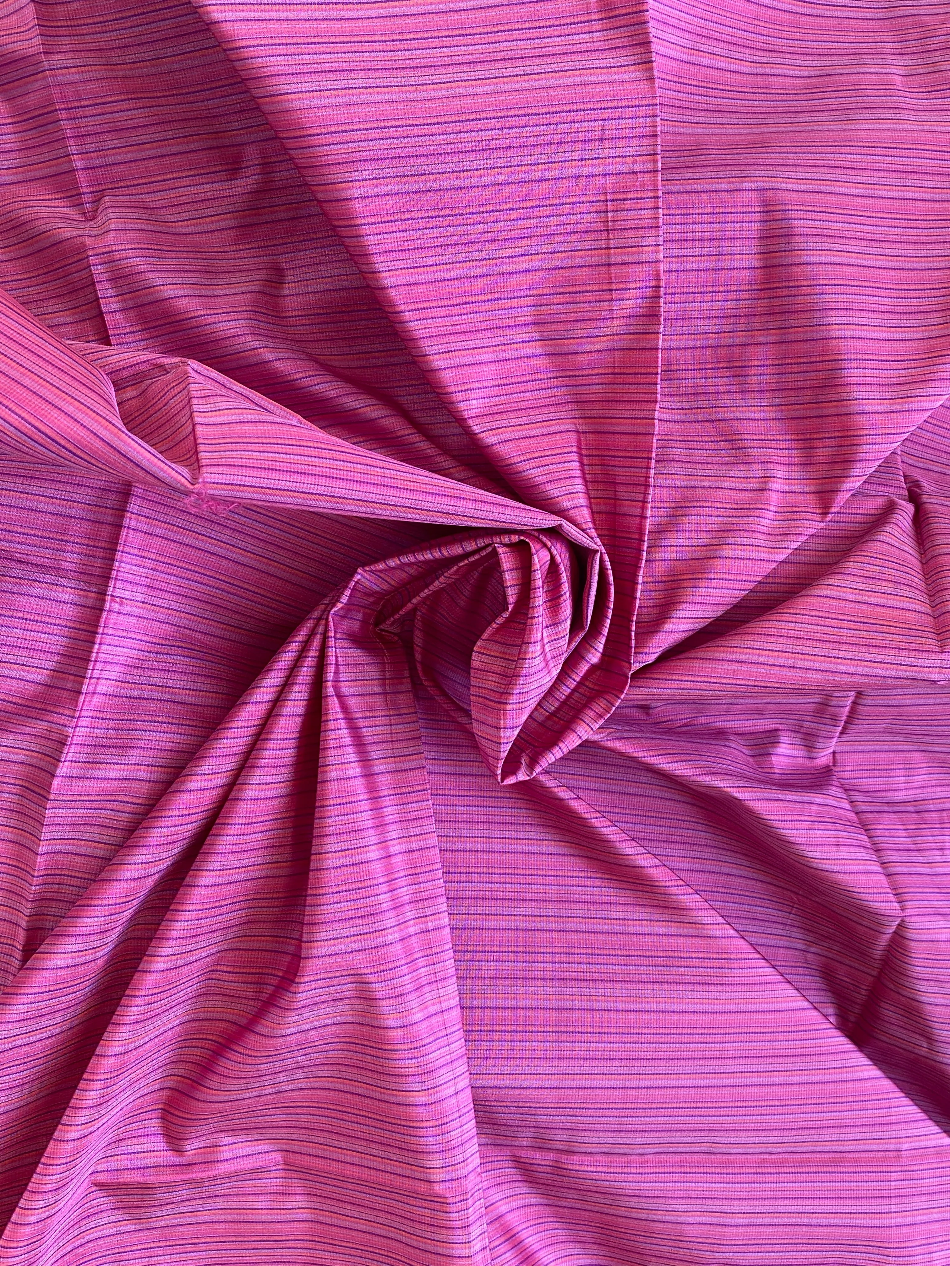 NEW Lady Bardot Designer 100% Silk Taffeta Fabric- Raspberry Pink Purple Stripes