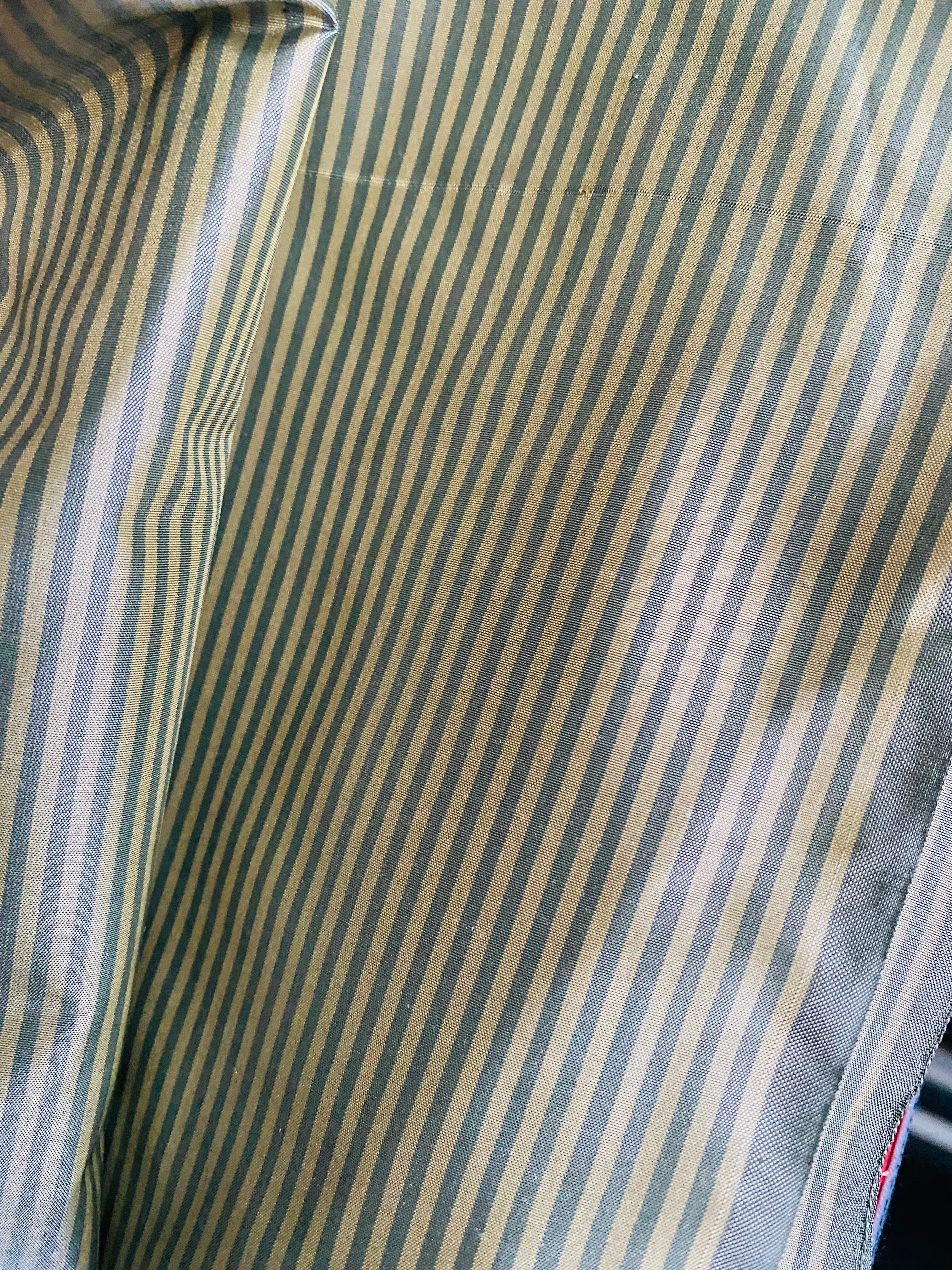 NEW Lady Bernadette 100% Silk Taffeta Fabric with 1/8” Grey and Gold Pinstripes SB_8_51