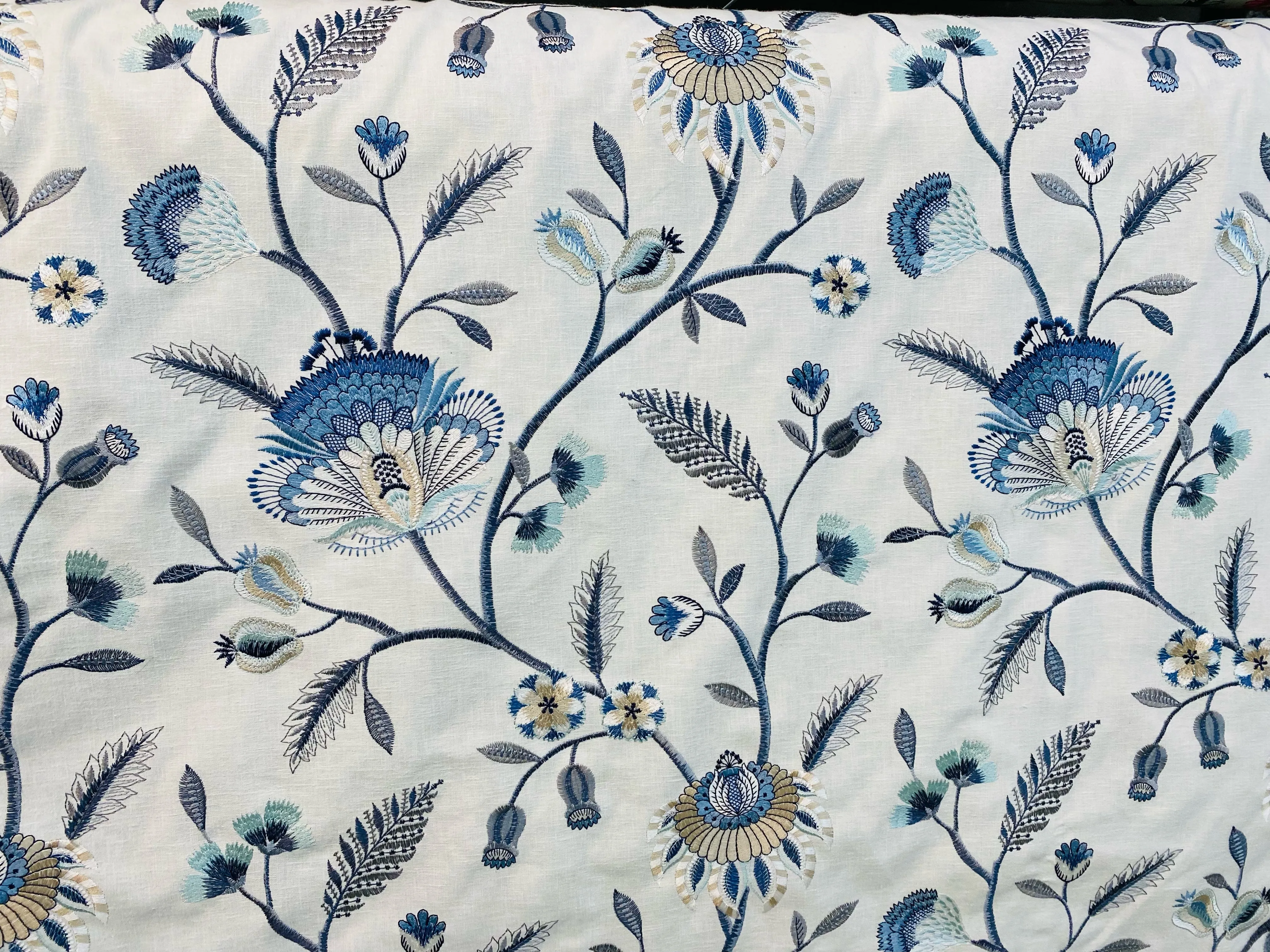 NEW Princess Amberley Floral Designer Fabric Made in India in Blue