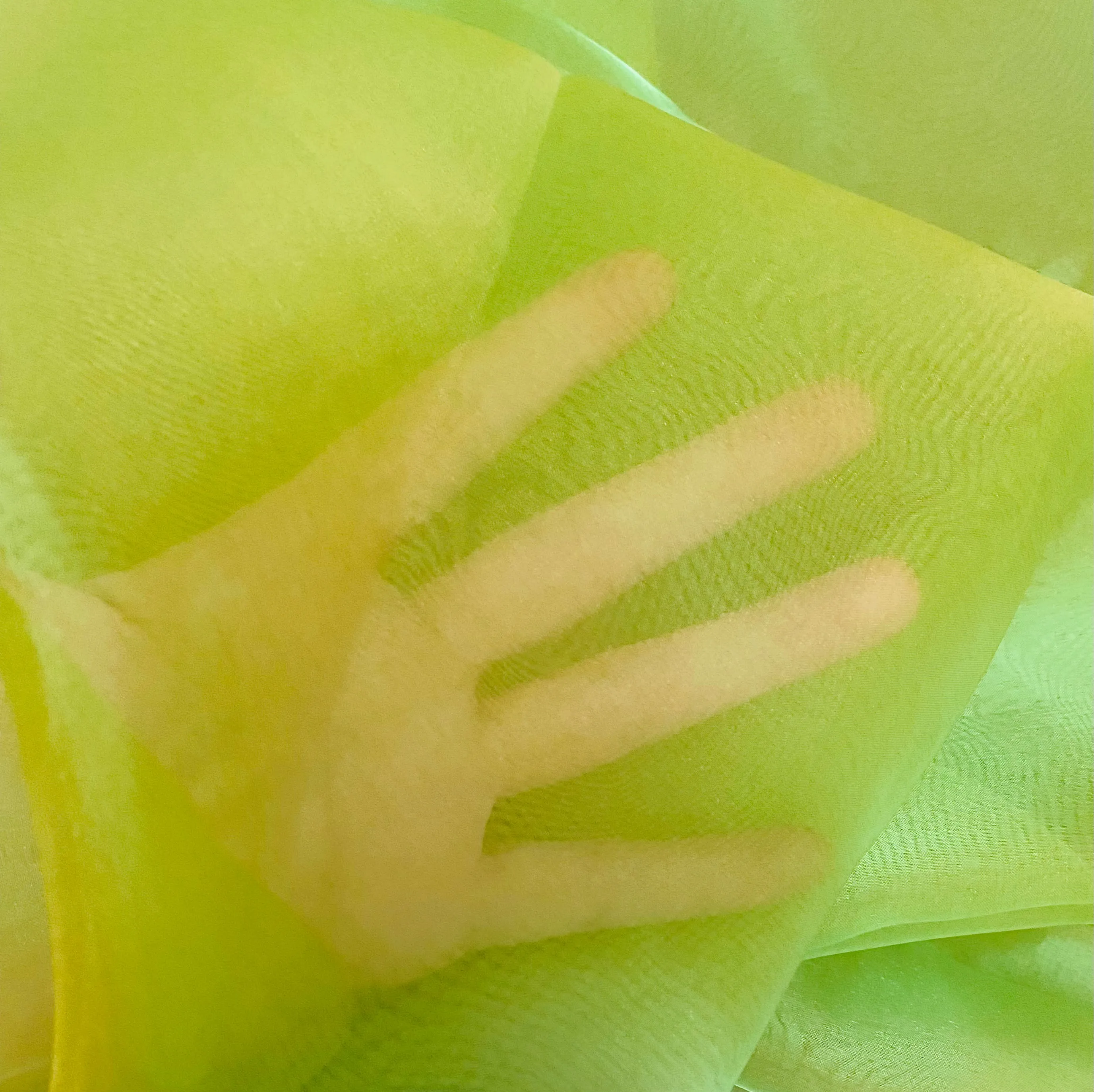 NEW Princess Ghost Silk Poly Organza Fabric Electric Yellow and Green Iridescence