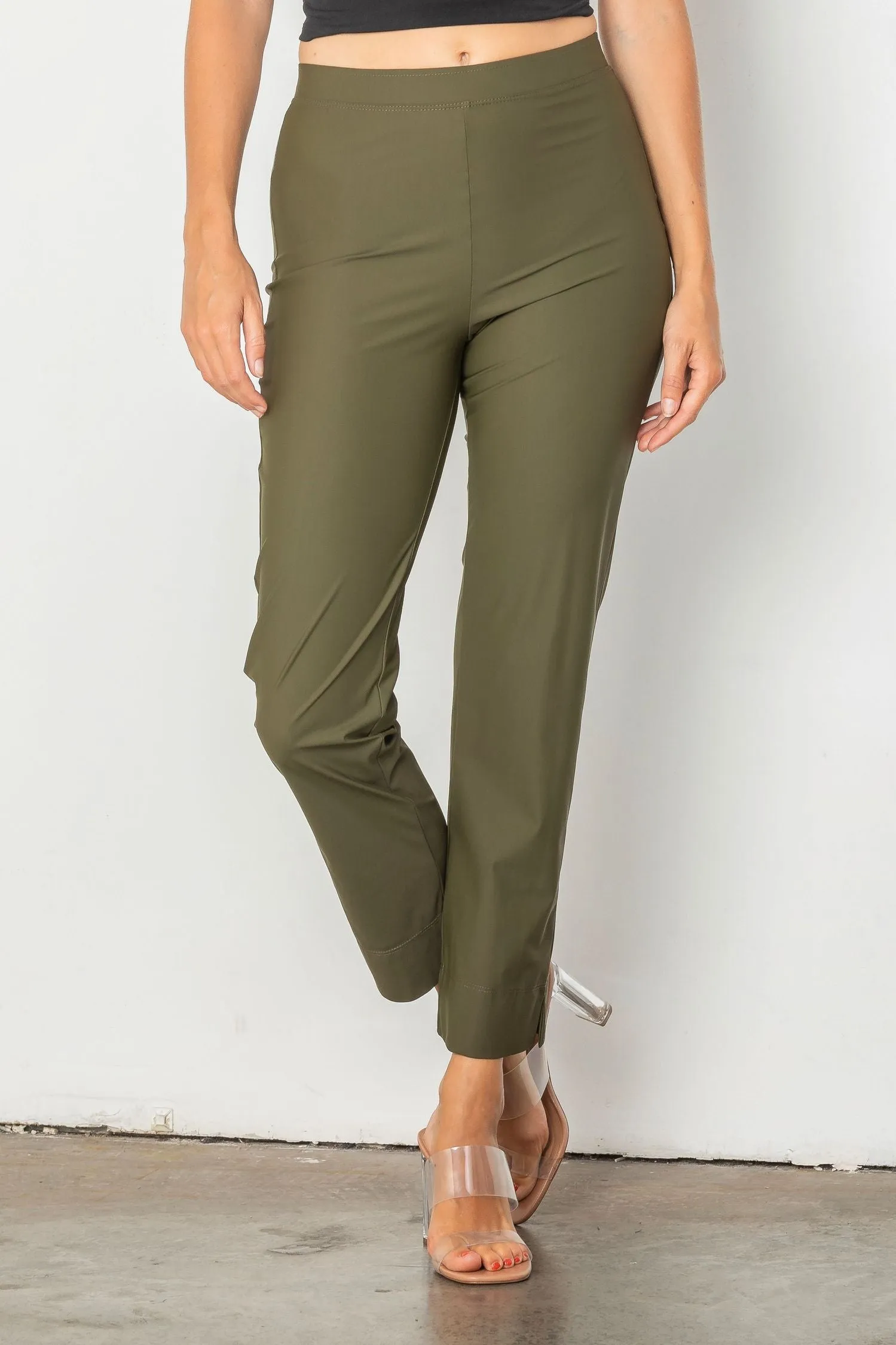 Olive Ankle Slim Pants