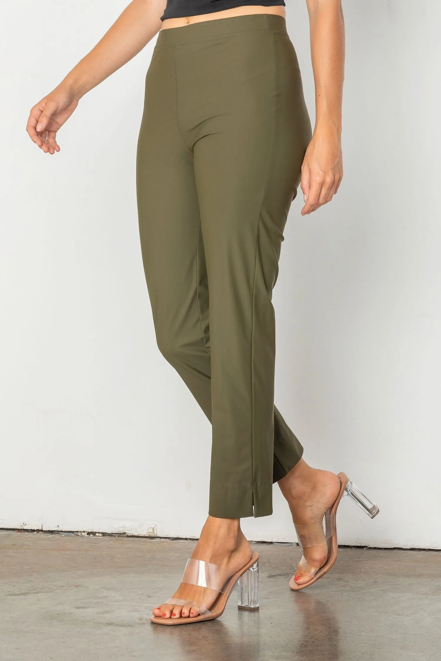 Olive Ankle Slim Pants