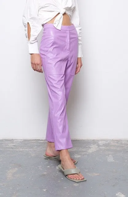 Palma Pleather Mid Waist Pants