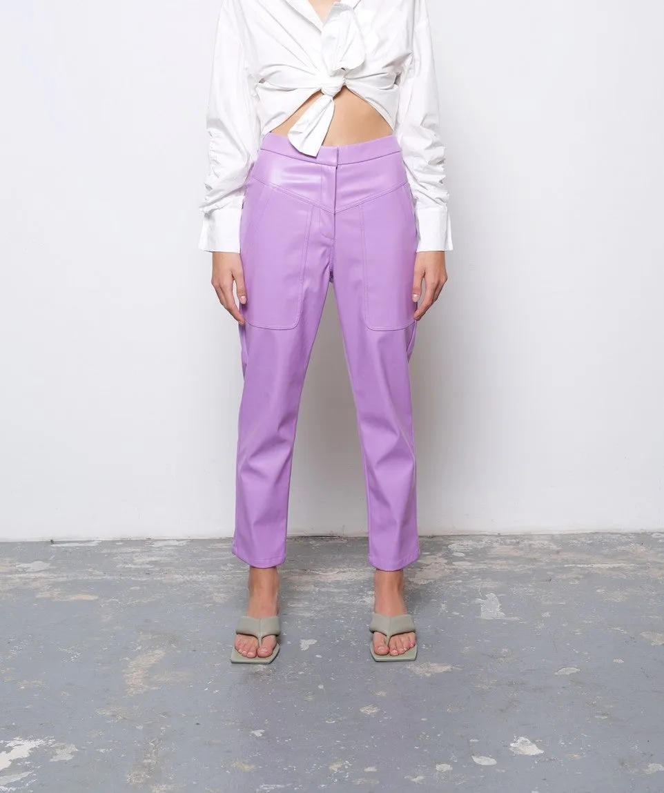 Palma Pleather Mid Waist Pants