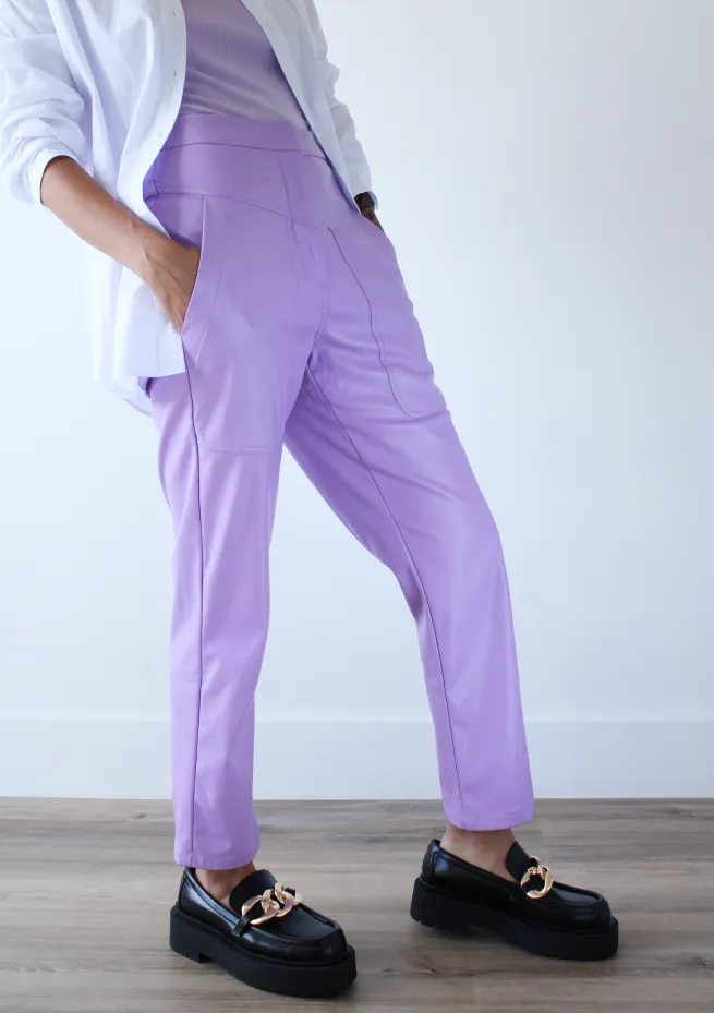 Palma Pleather Mid Waist Pants