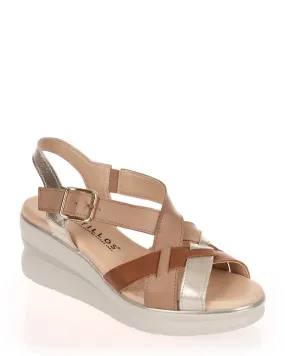 Pitillos 5614 Taupe Leather Wedge Sandal