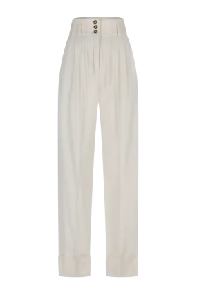 Pleated Wool High-Waisted Pants