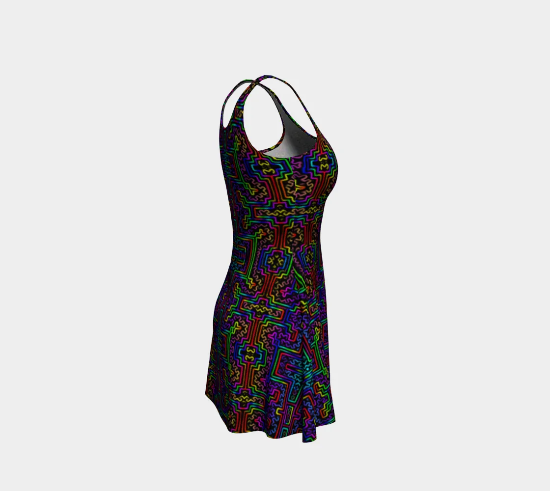 Prismatic Overlay Flare Dress