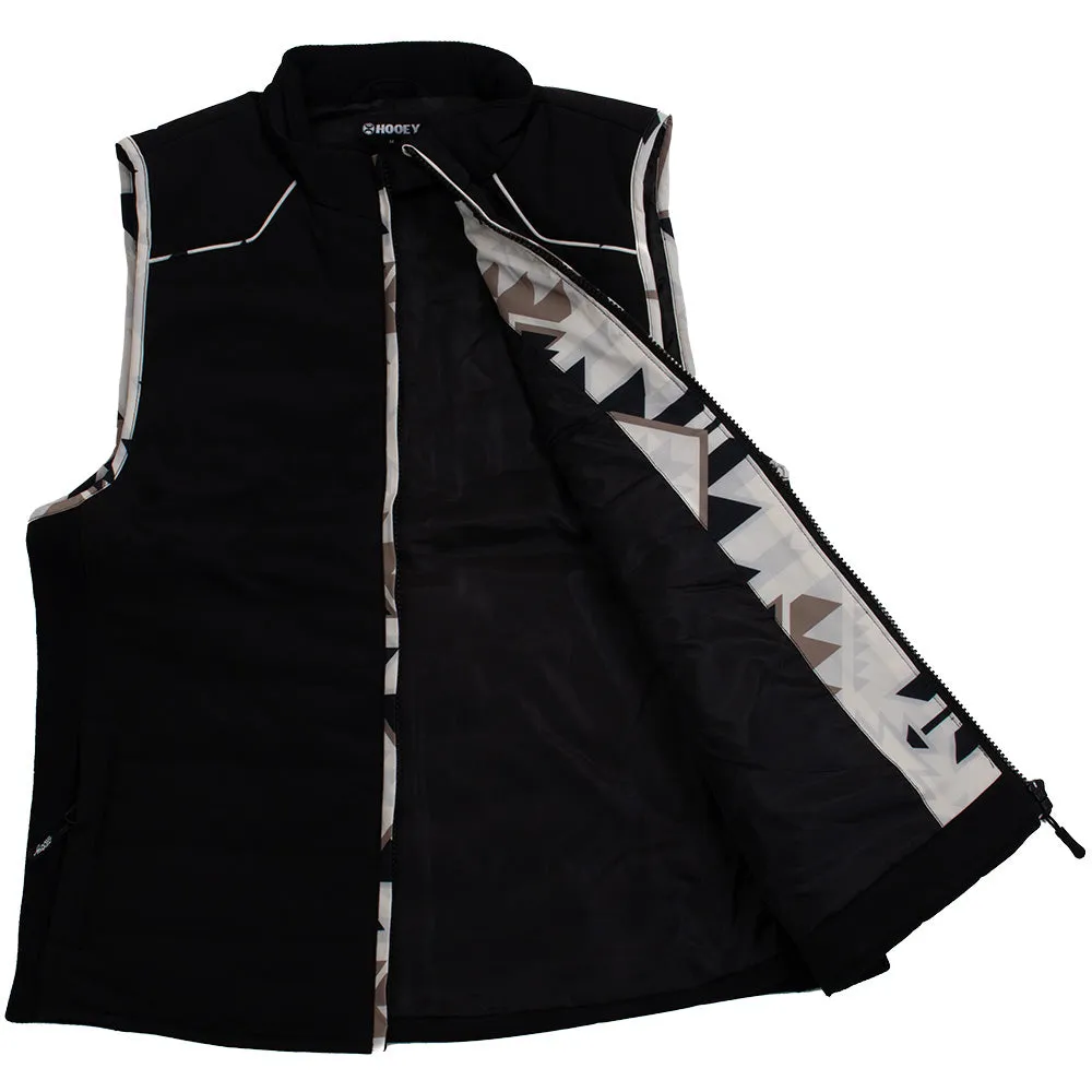 "Hooey Ladies Packable Vest" Black w/Cream Aztec