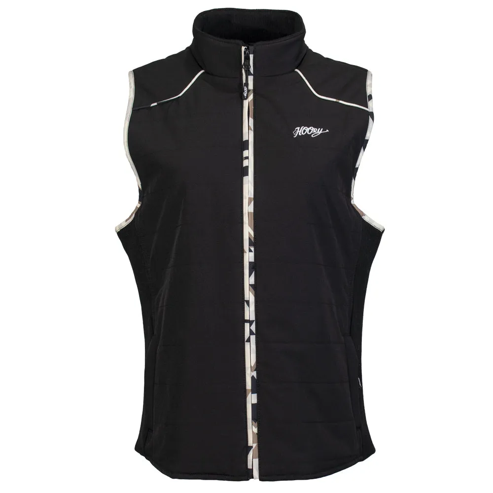 "Hooey Ladies Packable Vest" Black w/Cream Aztec