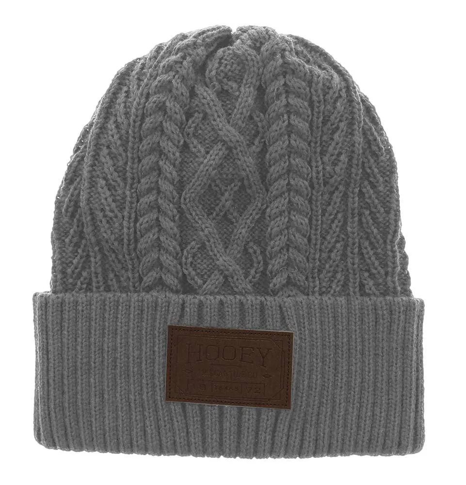 "Ladies Beanie" Grey w/ Leather Patch