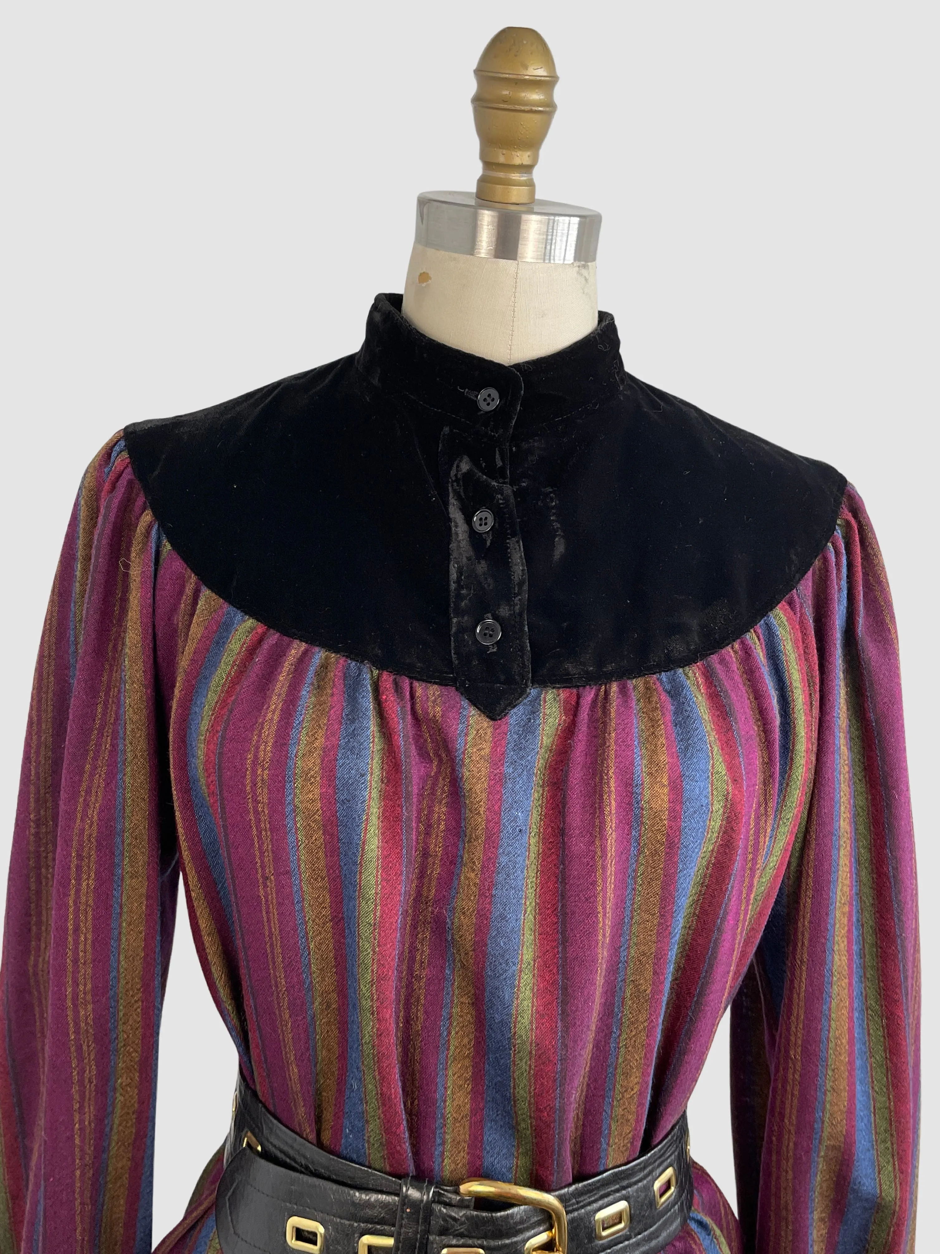 SAINT LAURENT Rive Gauche Vintage 70s Stripe Blouse, Size 38 Small / Medium