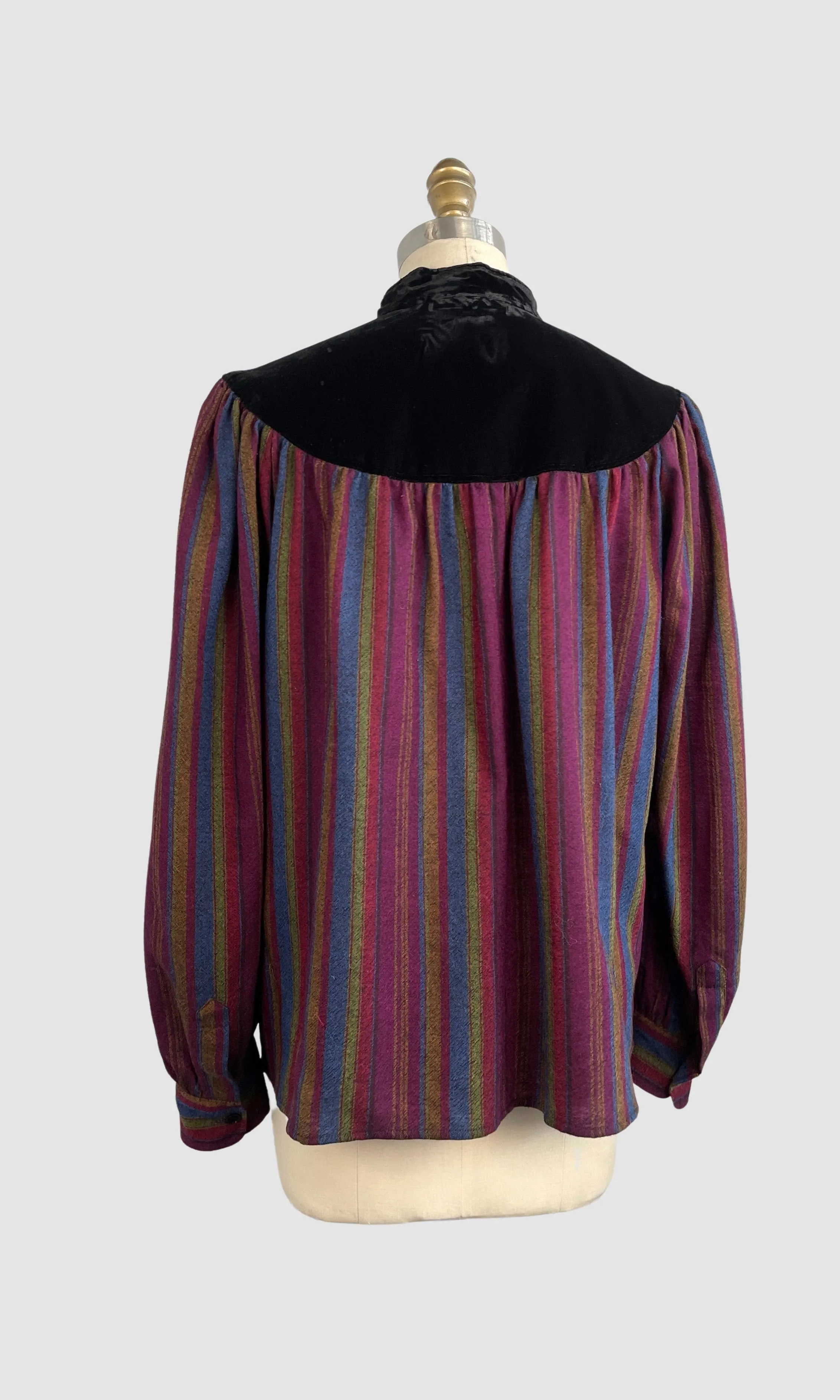 SAINT LAURENT Rive Gauche Vintage 70s Stripe Blouse, Size 38 Small / Medium