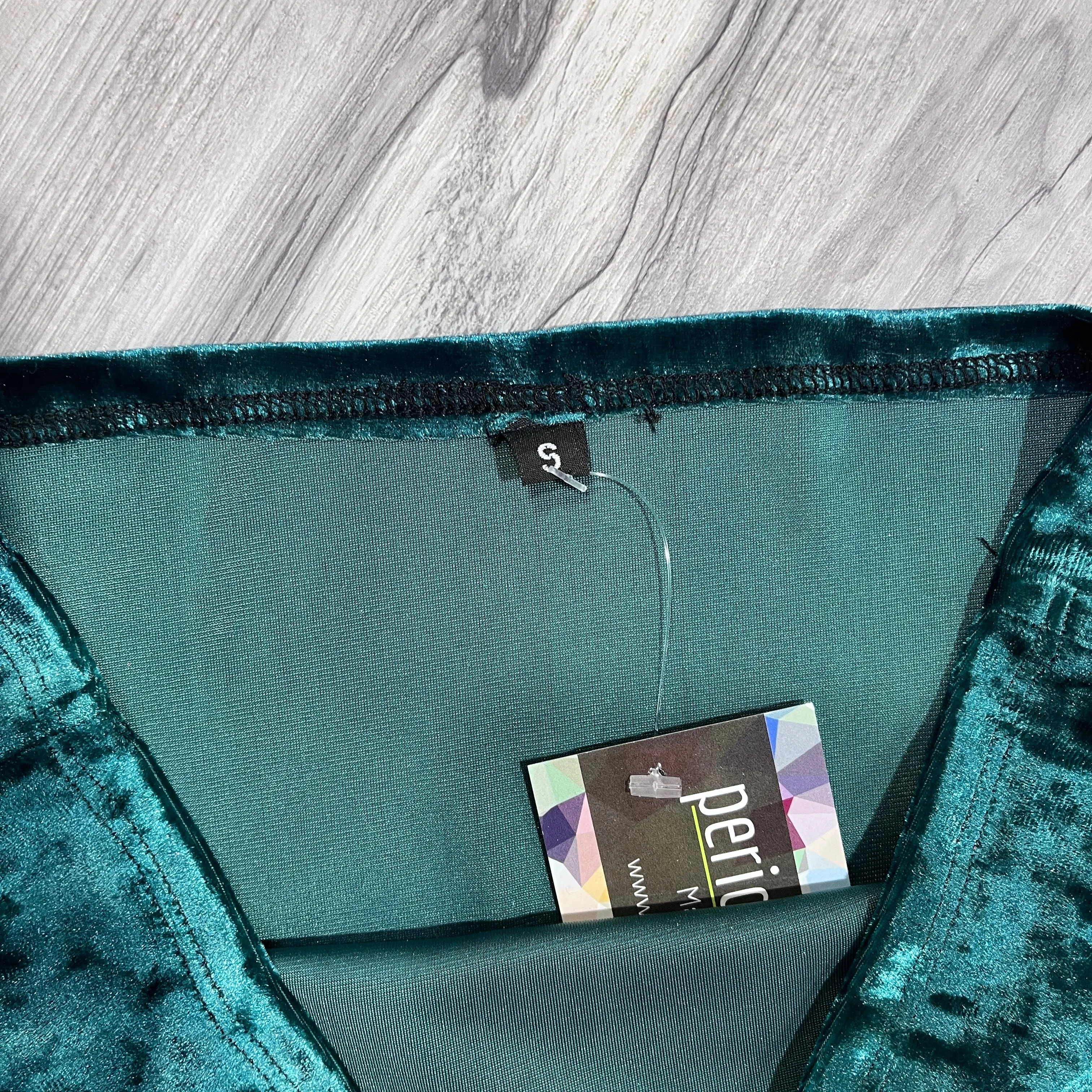 SALE - SMALL - High Waist Hot Pants - Teal Crushed Velvet