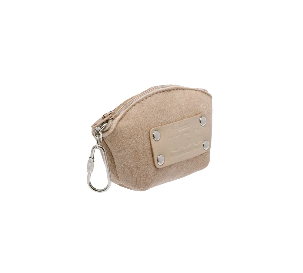 Sheepskin Wool Coin Zip Purse With Key Ring