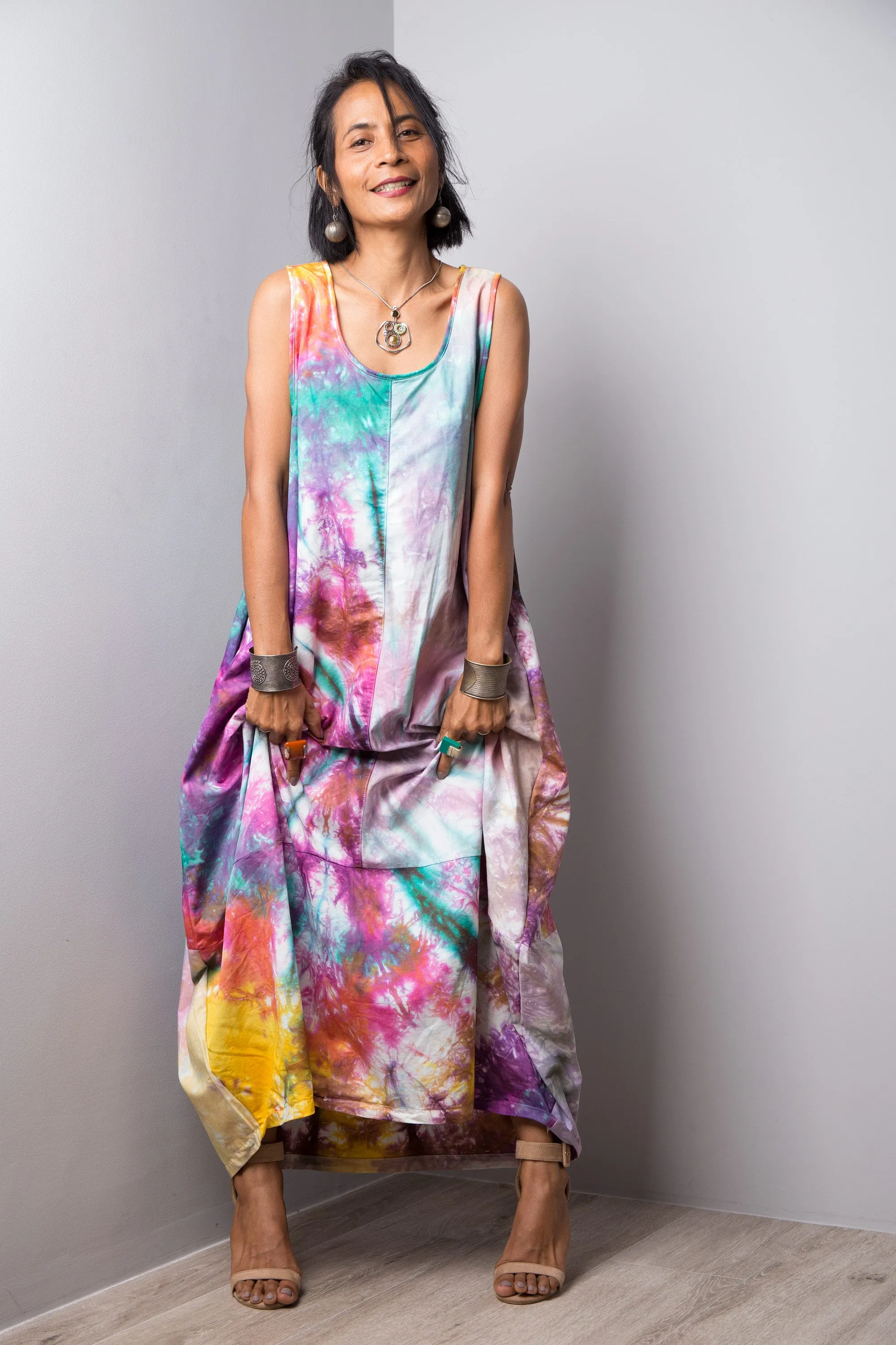 Tie dye patchwork dress