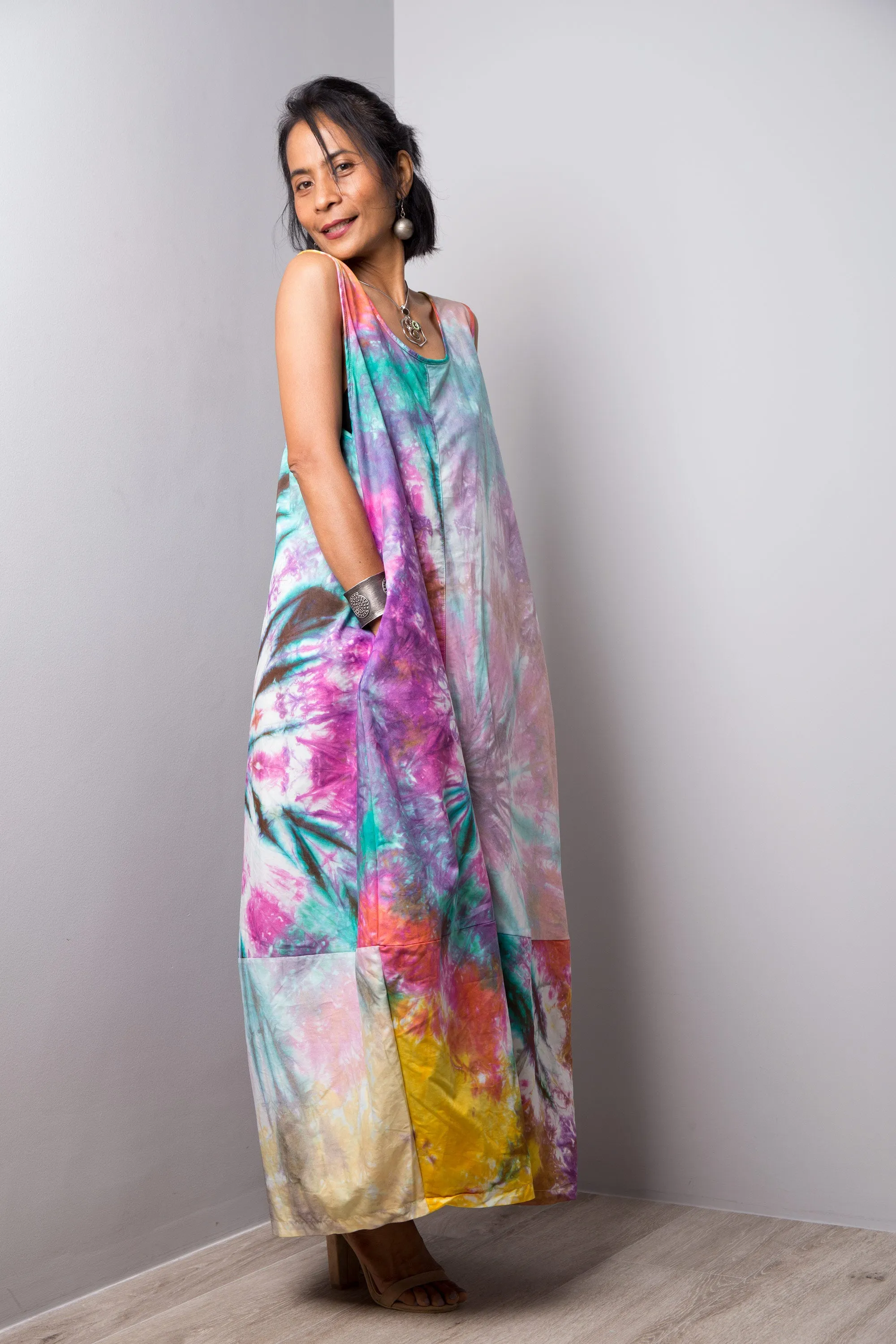 Tie dye patchwork dress