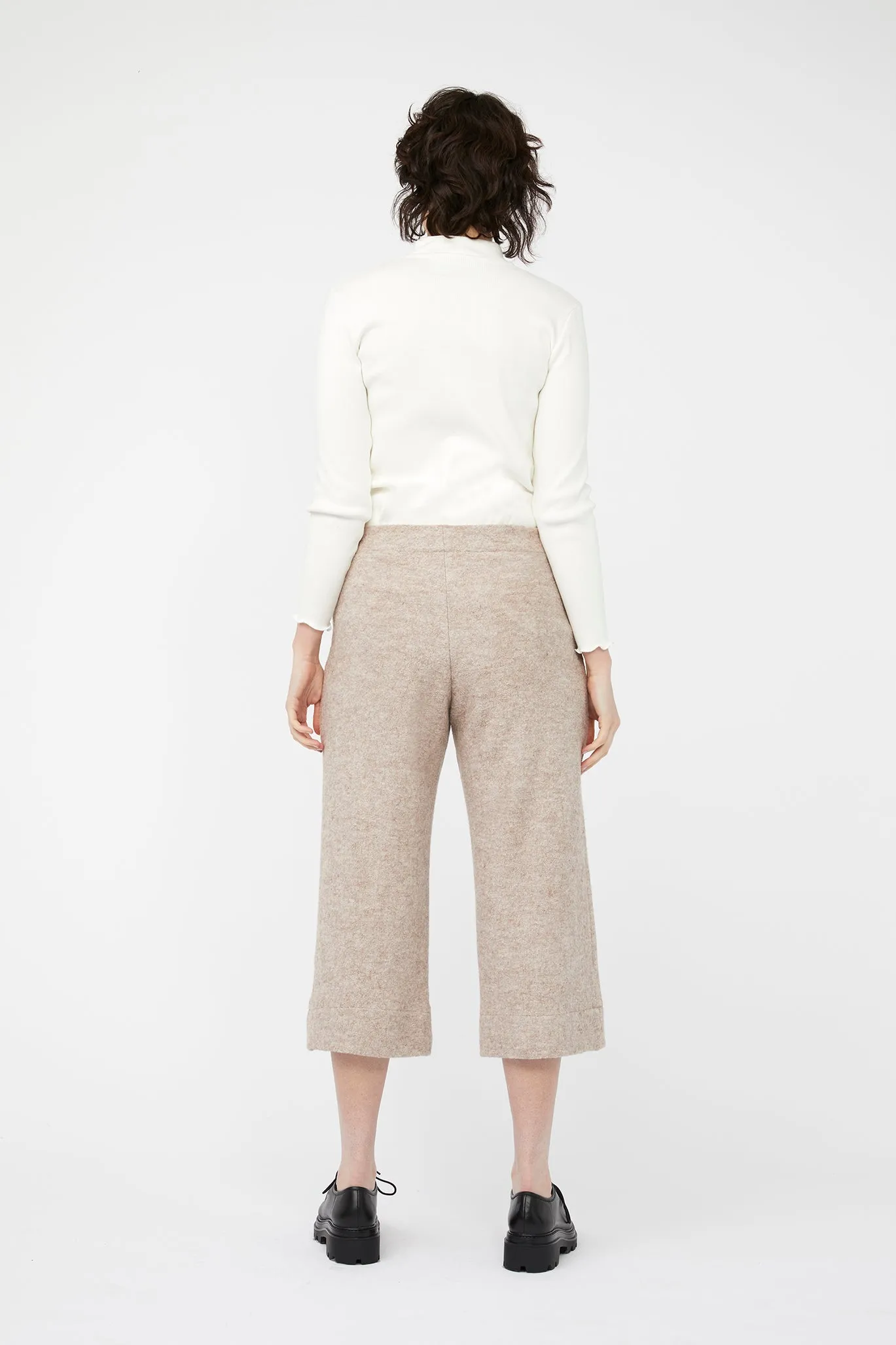 TRAVERTINE PANTS [ Beige, Wool Blend ]