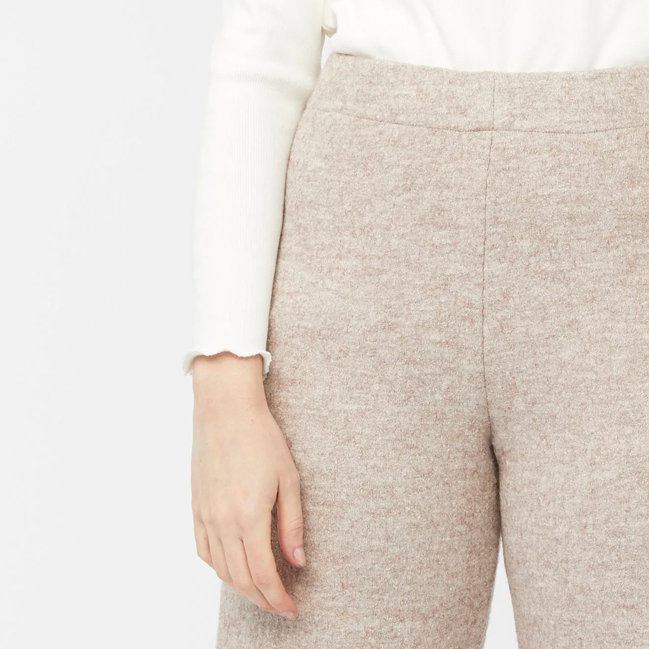 TRAVERTINE PANTS [ Beige, Wool Blend ]