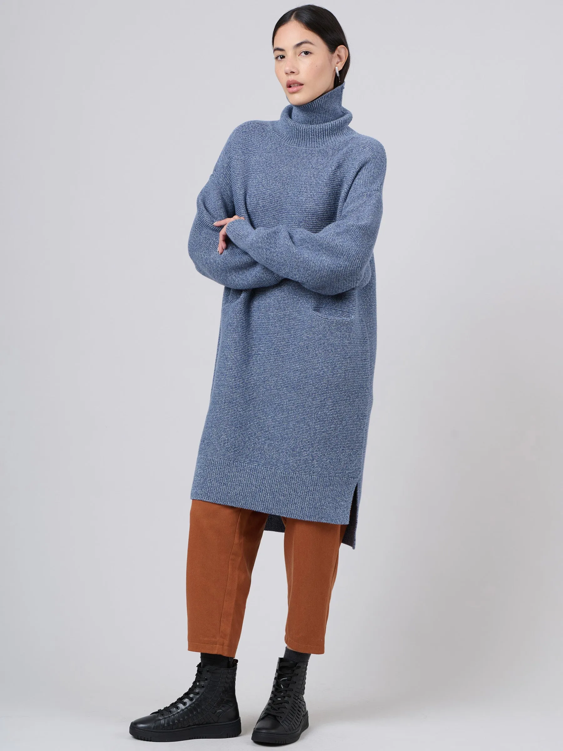 Turtle Neck Chunky Sweater Dress