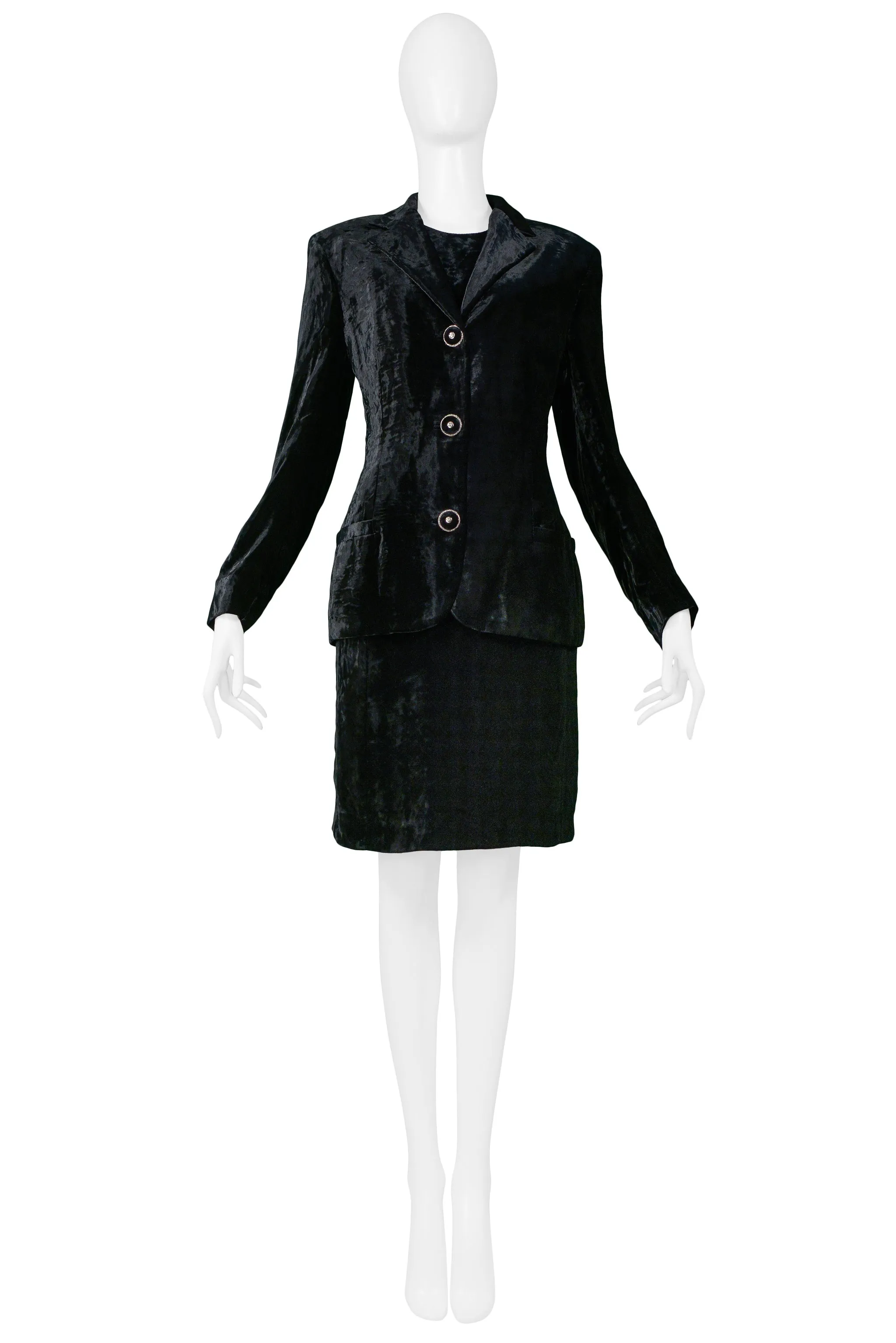 VERSACE BLACK VELVET DRESS & BLAZER ENSEMBLE