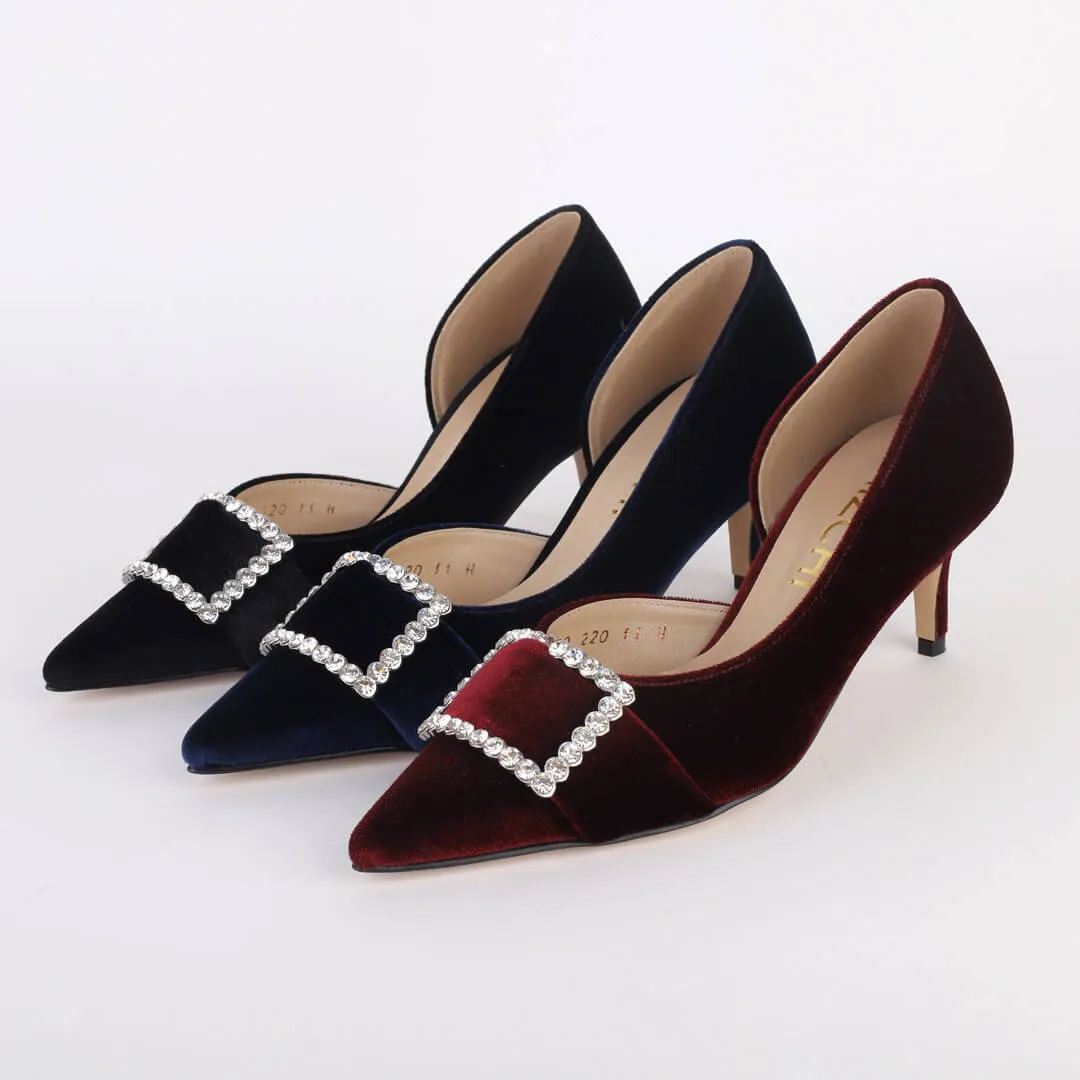 *VESTA - wine velvet, 6cm size UK 2