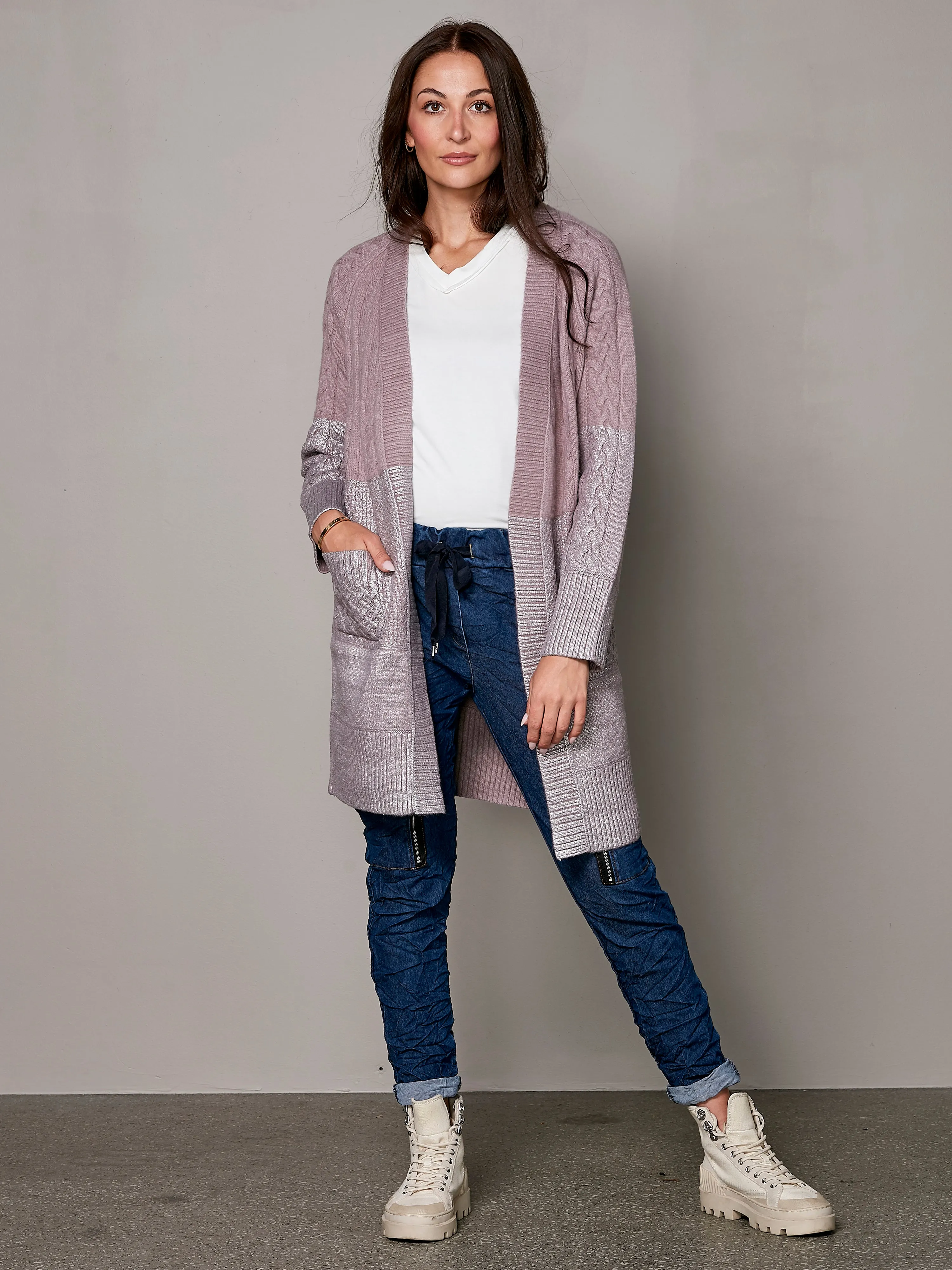 VIBE knitted cardigan - Dusty purple mix