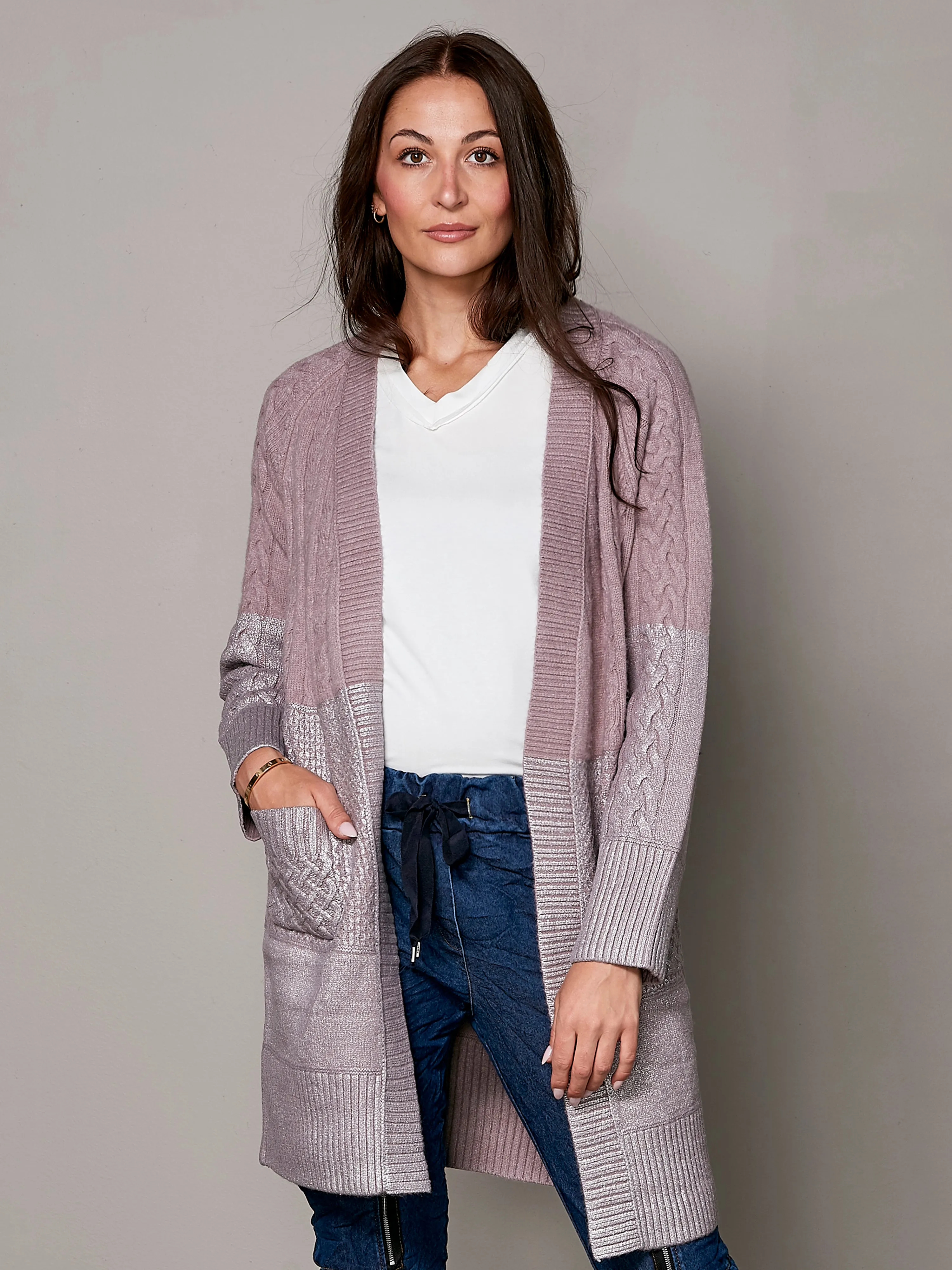 VIBE knitted cardigan - Dusty purple mix