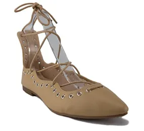 Women's Danielle Lace up Ankle High Ballet Flats Shoes