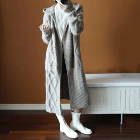 Women's Knitted Long Cardigan