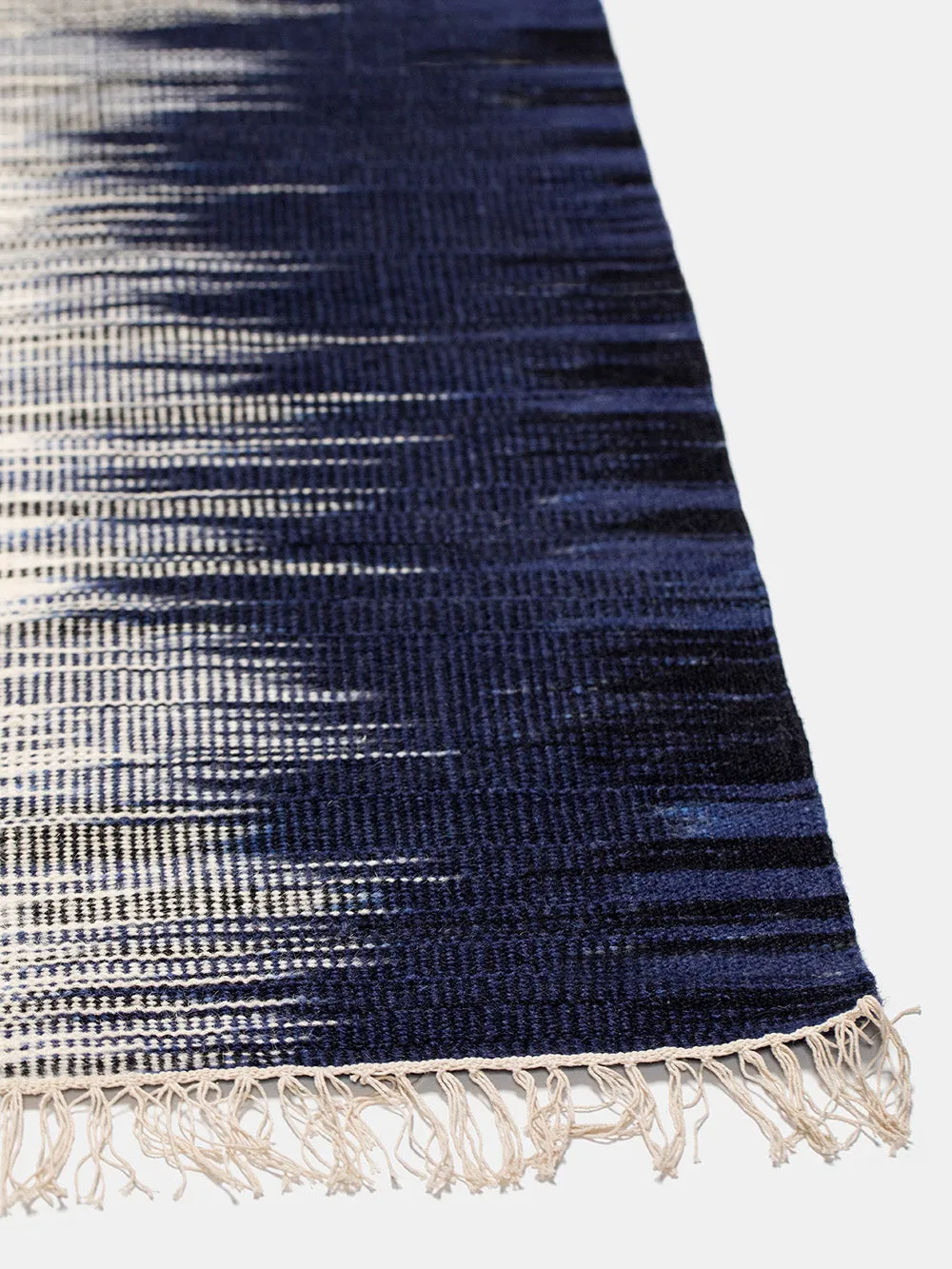 Wool Ikat Rug in Navy